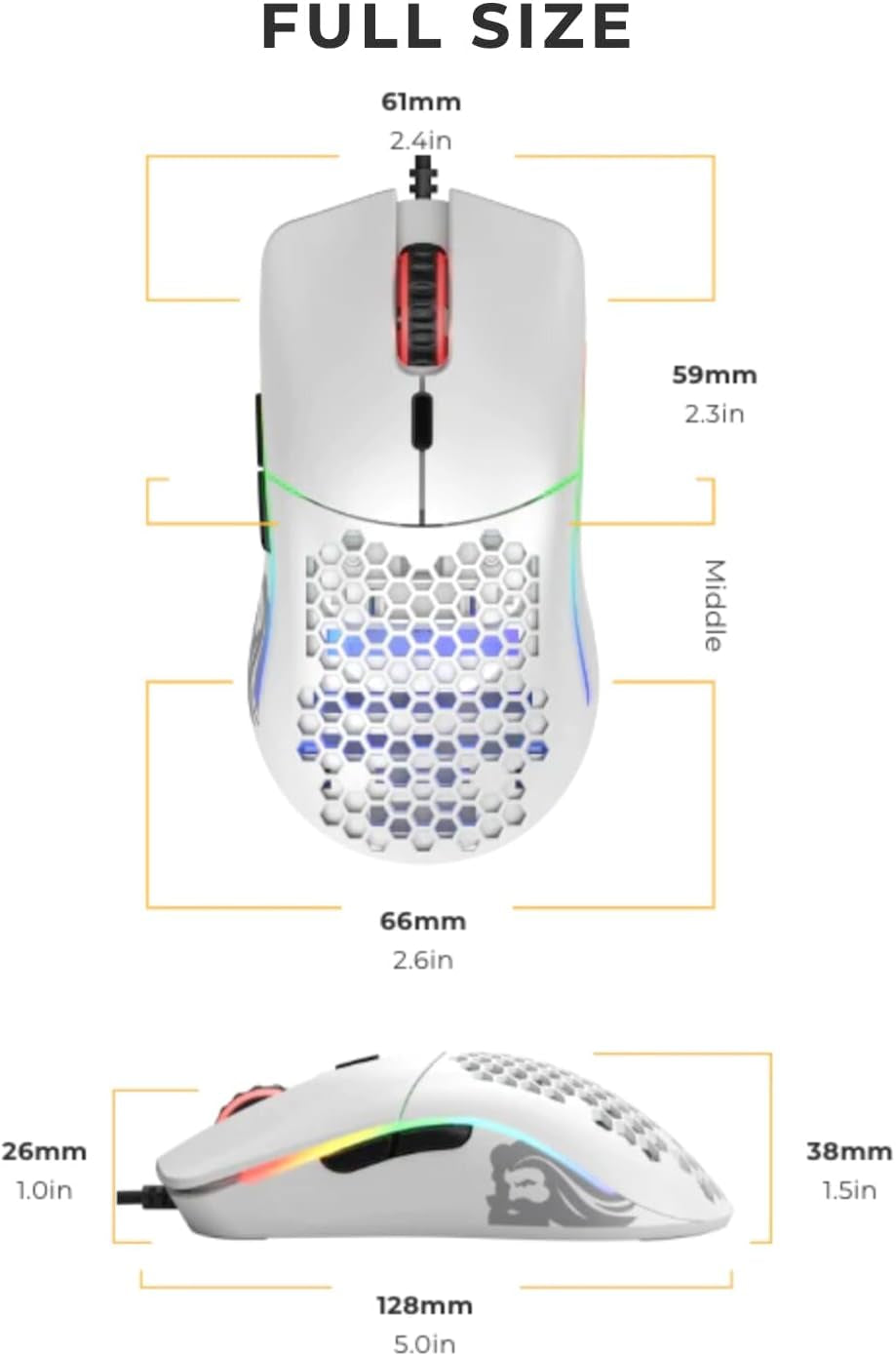 Model O Gaming Mouse - Superlight, RGB, Sensor Preciso, Blanco Mate