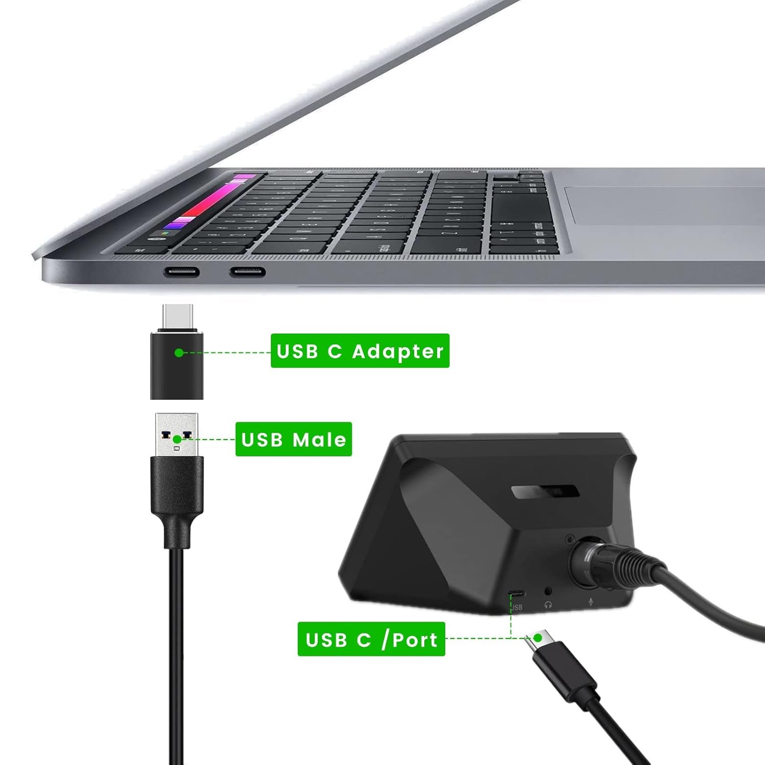 Cable USB-C a USB con Adaptador para Elgato Wave XLR/Facecam/Stream Deck XL