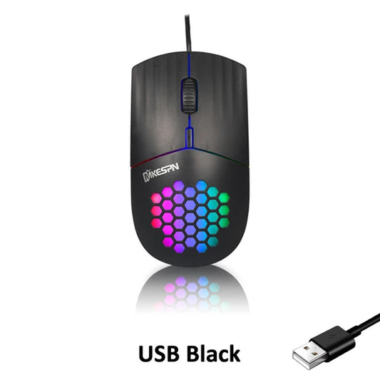 Mouse Gaming RGB con Carcasa de Panal y Cable USB/Type-C (1600 DPI)