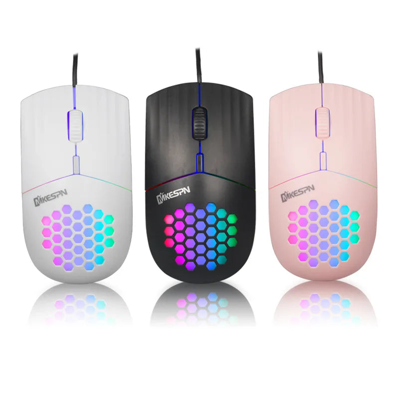 Mouse Gaming RGB con Carcasa de Panal y Cable USB/Type-C (1600 DPI)