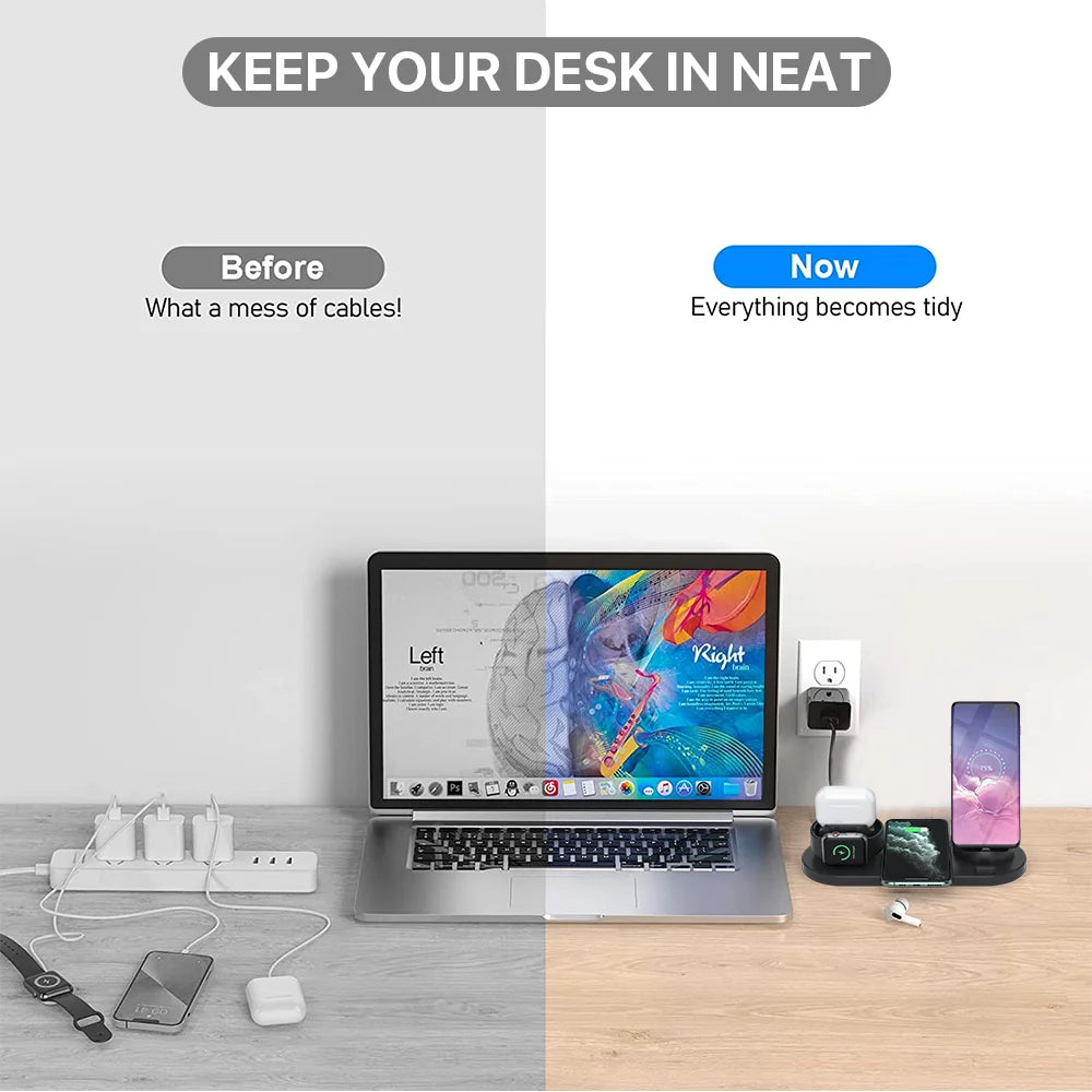 6 en 1 Estación de Carga Inalámbrica - Organización para Múltiples Dispositivos