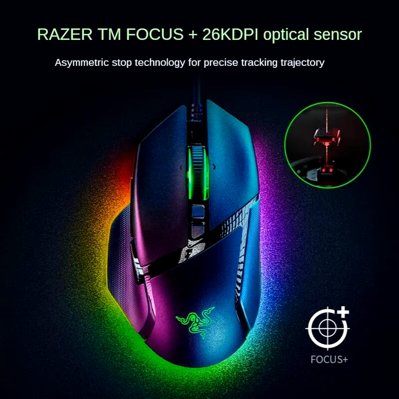 Razer Basilisk V3 - Ratón Gaming Personalizable con Ergonomía Avanzada y Sensor Óptico de 26K DPI