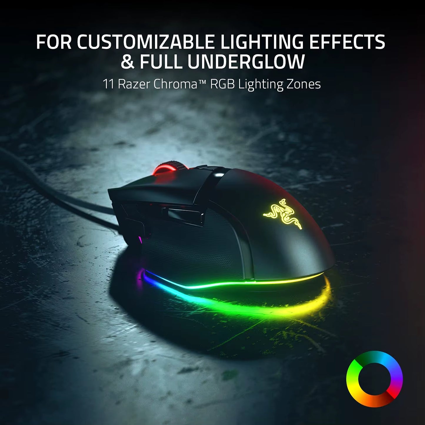 Razer Basilisk V3 - Ratón Gaming Personalizable con Ergonomía Avanzada y Sensor Óptico de 26K DPI