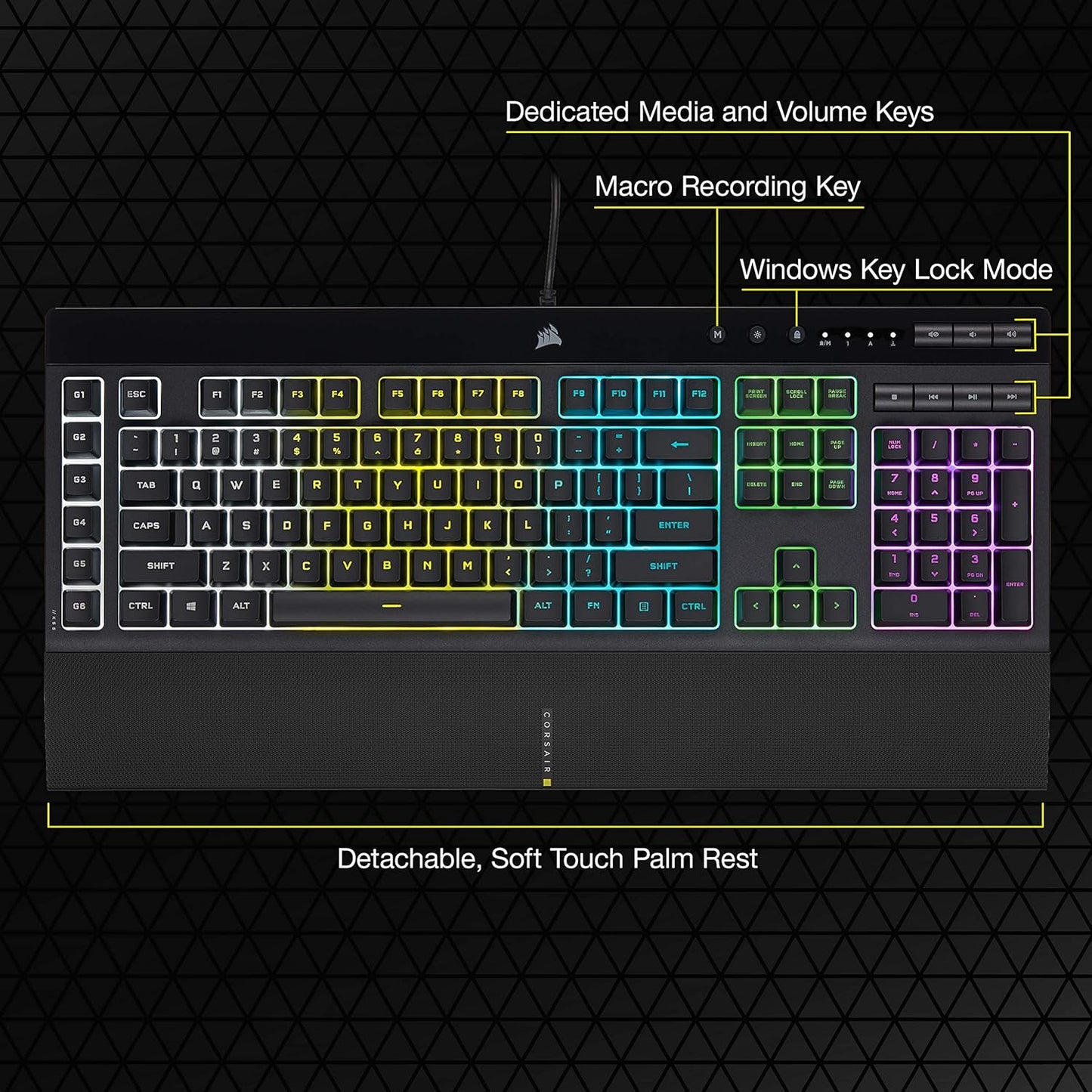 Teclado Gaming Corsair K55 RGB Pro - Retroiluminación RGB y Teclas Macro