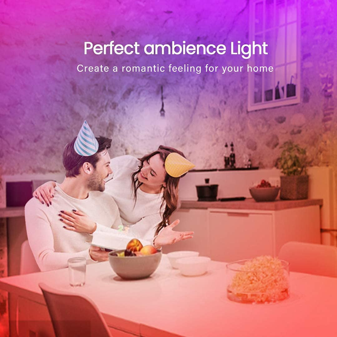 50FT LED Strip Lights - Bluetooth, Music Sync, Color-Changing with App & Remote